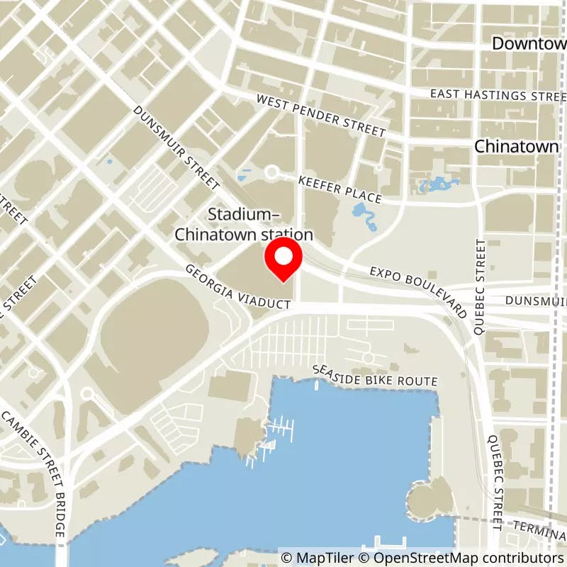 Map of Rogers Arena's location