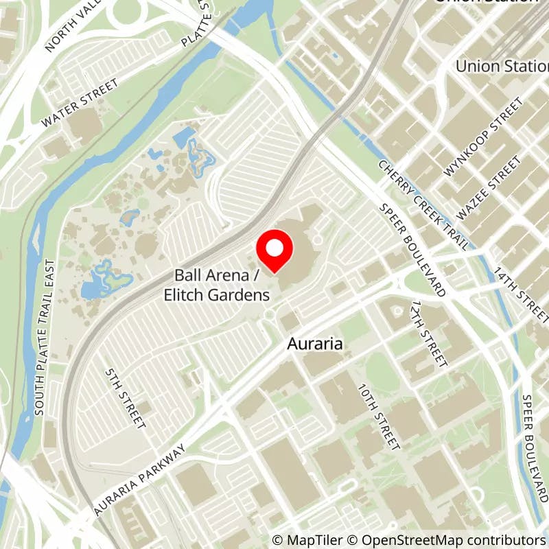 Map of Ball Arena's location