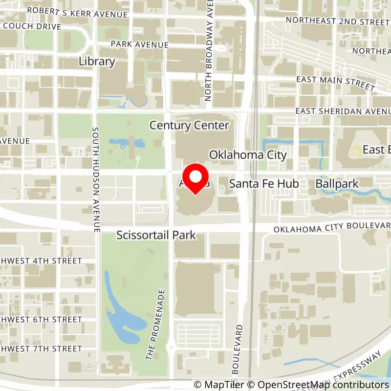 Map of Paycom Center's location